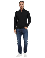 Black Solid Half Zip Sweater 1