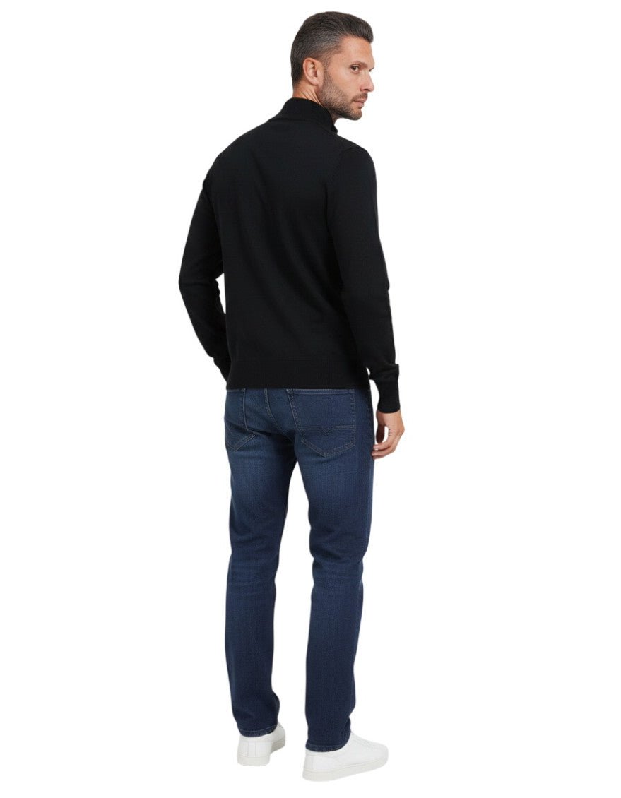 Black Solid Half Zip Sweater 2