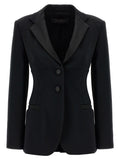 Black Solid Shawl Lapel Blazer 1