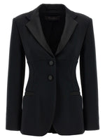 Black Solid Shawl Lapel Blazer 1
