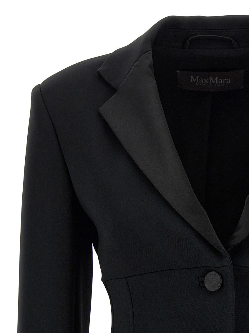 Black Solid Shawl Lapel Blazer 3