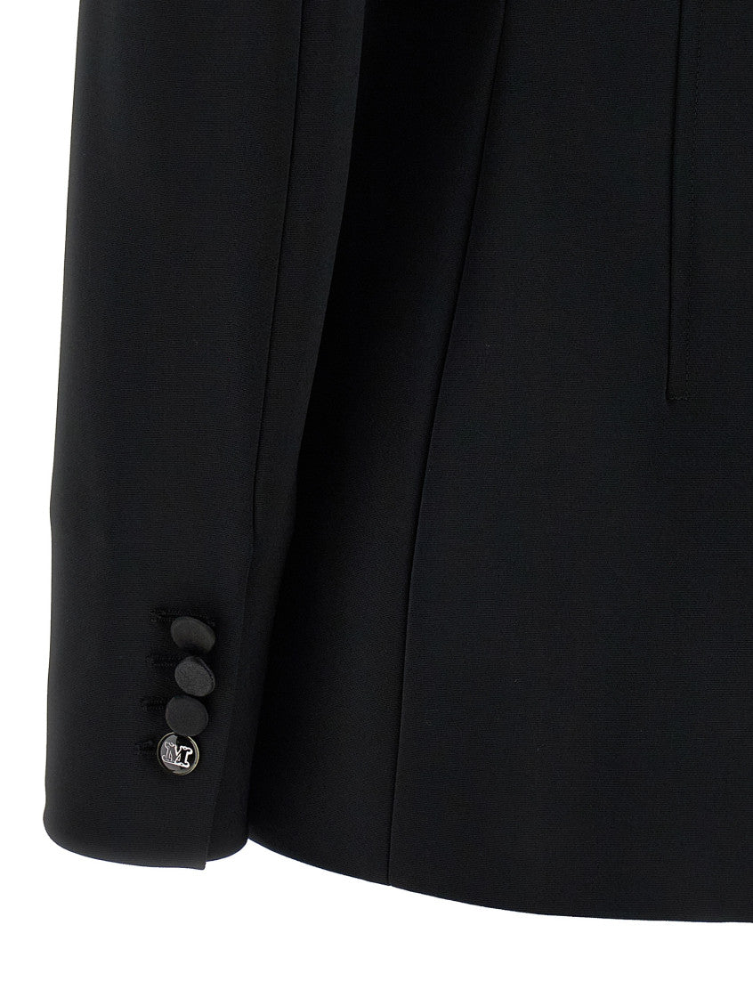 Black Solid Shawl Lapel Blazer 4
