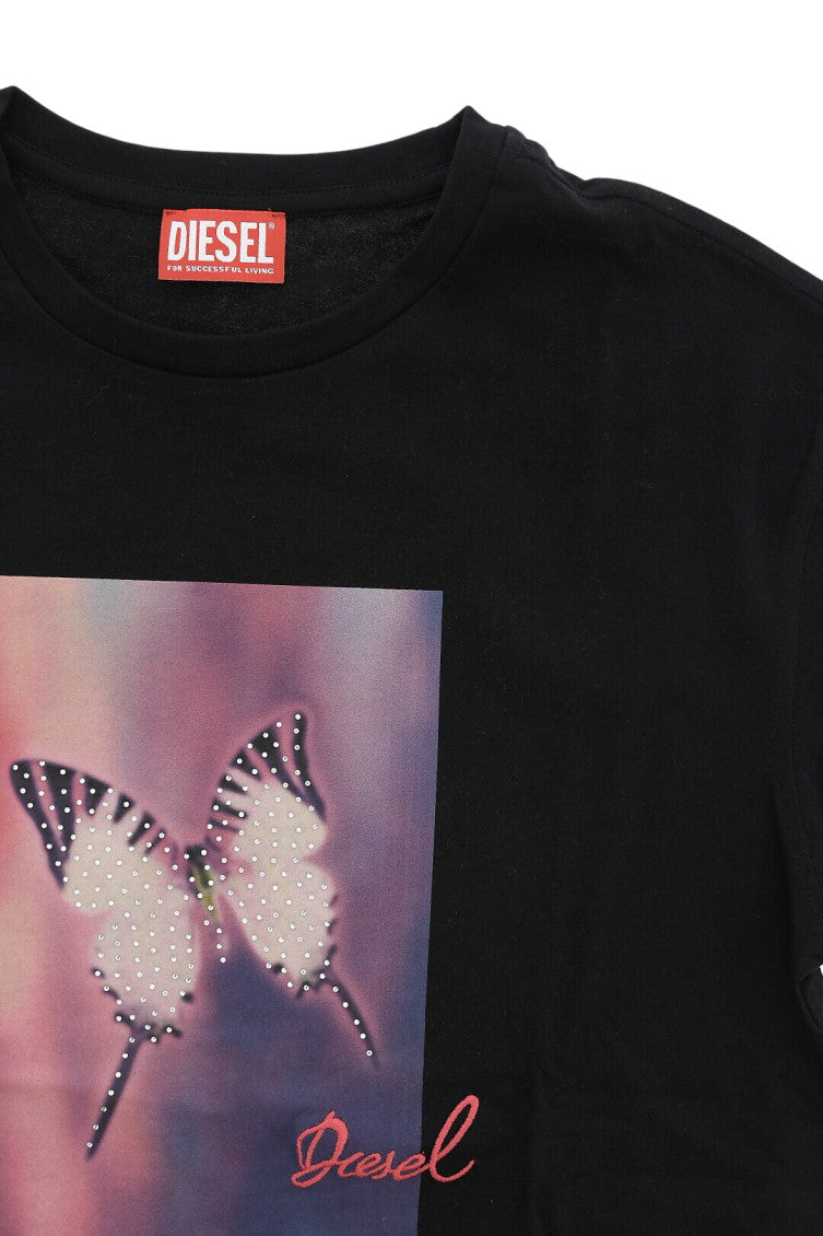 Girls Black Graphic T-Shirt 3