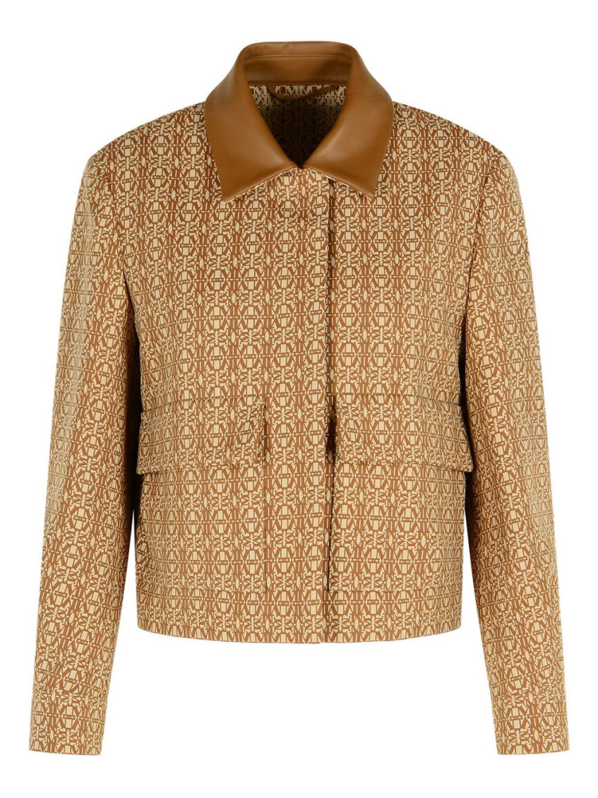 Brown Geometric Shirt Collar Jacket 1