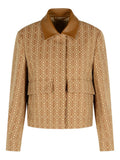 Brown Geometric Shirt Collar Jacket 1