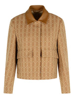 Brown Geometric Shirt Collar Jacket 1