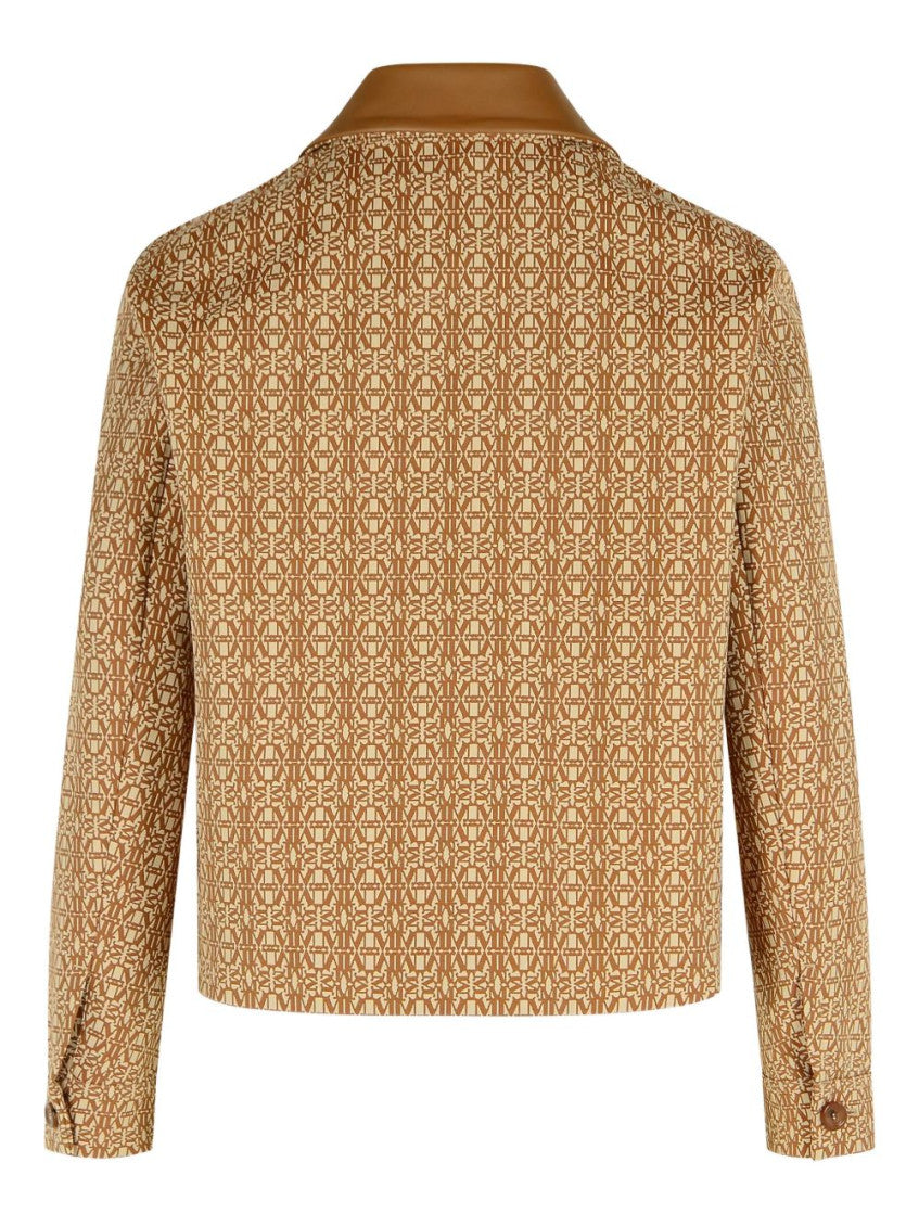Brown Geometric Shirt Collar Jacket 2