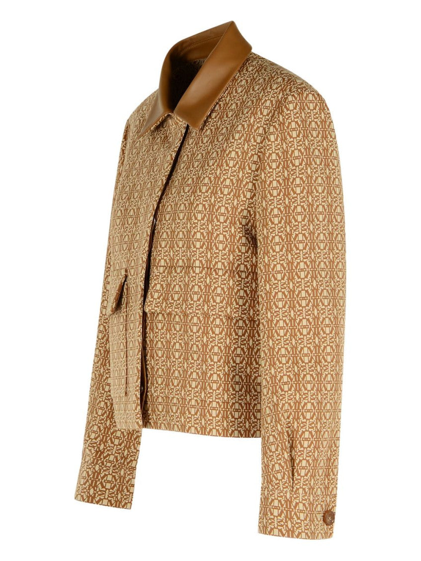 Brown Geometric Shirt Collar Jacket 3
