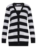 BlackWhite Stripes V Neck Cardigan 1