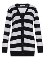 BlackWhite Stripes V Neck Cardigan 1