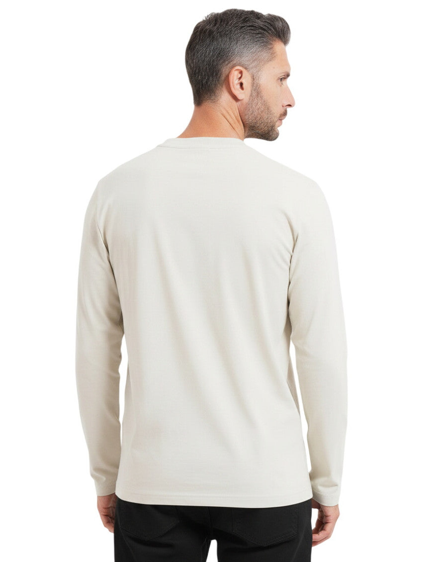 Beige Logo Full Sleeves T-Shirt 2