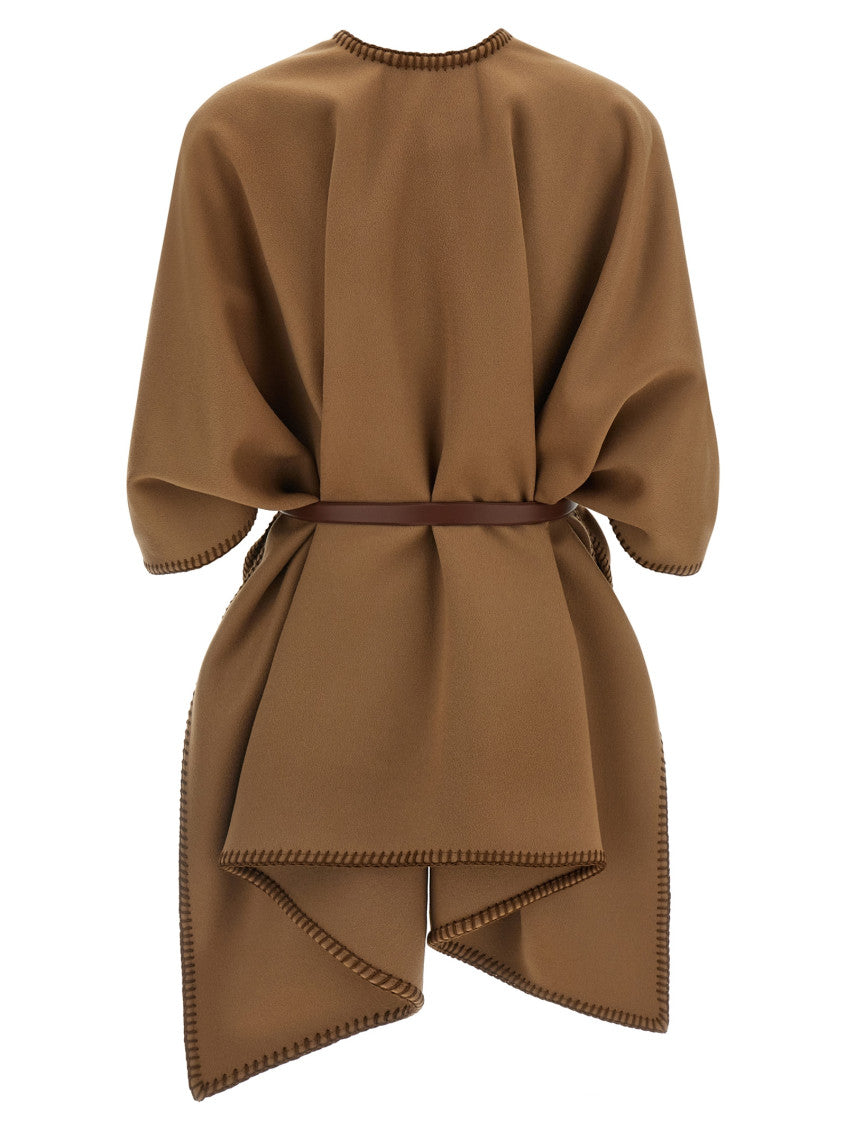 Beige V Neck Trench Coat 2