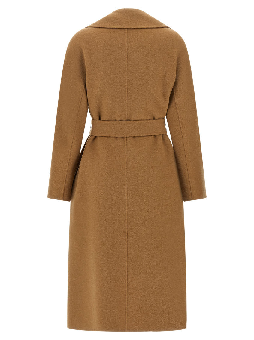 Beige Notched Lapel Trench Coat 2