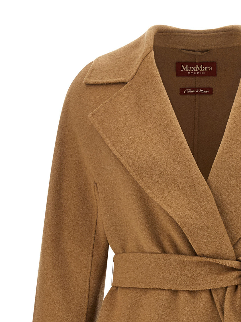 Beige Notched Lapel Trench Coat 3