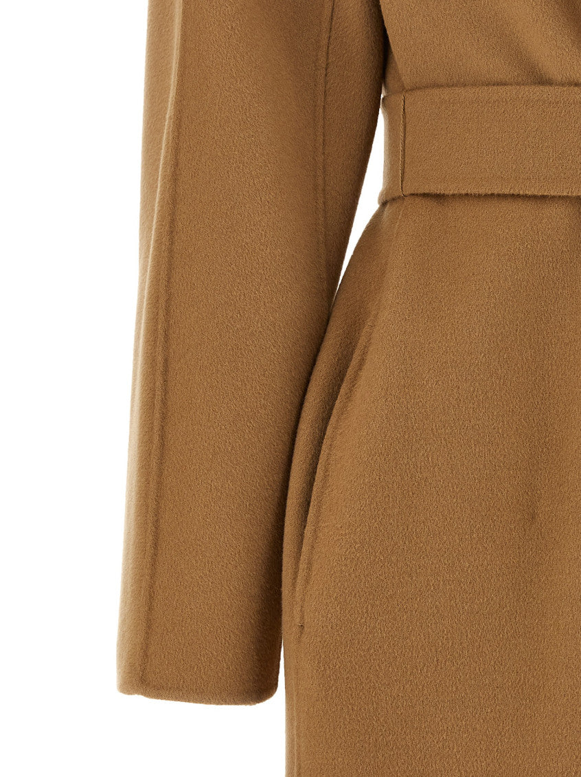 Beige Notched Lapel Trench Coat 4