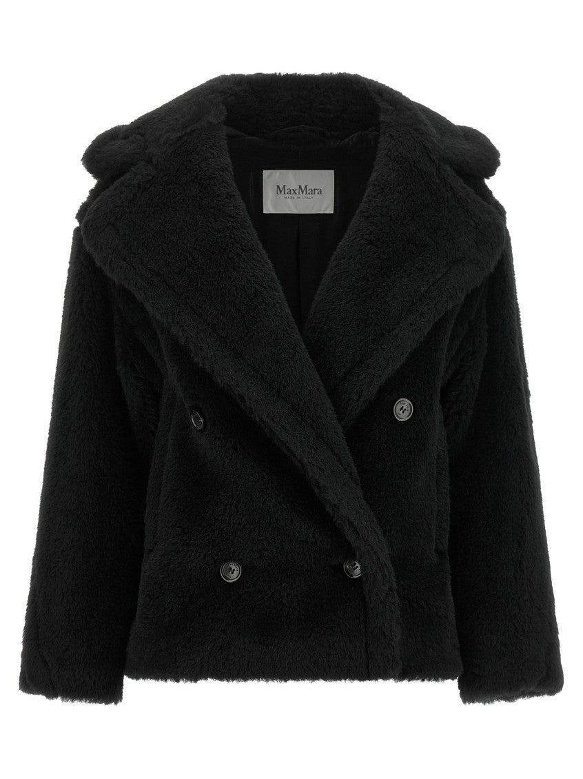 Black Peaked Lapel Trench Coat 1