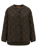 Brown Quilted Crew Neck Jacket 1