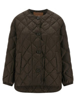 Brown Quilted Crew Neck Jacket 1