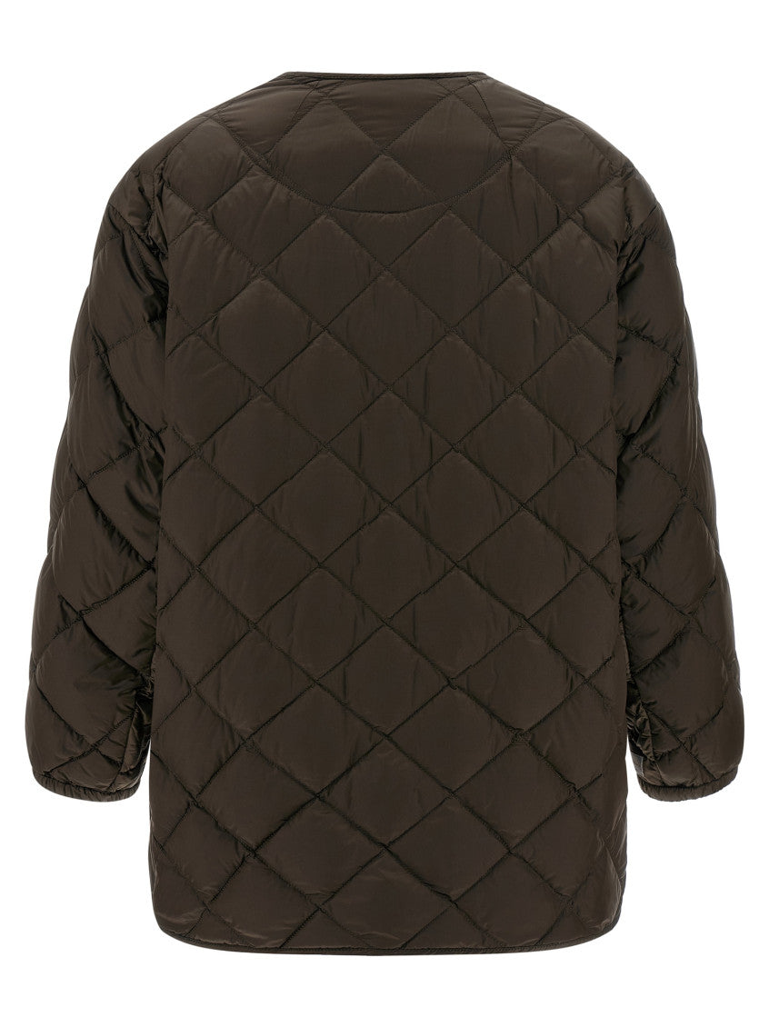 Brown Quilted Crew Neck Jacket 2