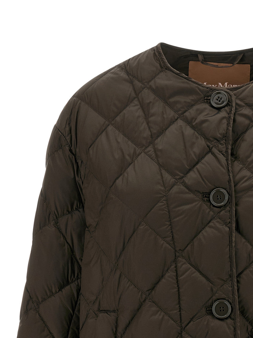 Brown Quilted Crew Neck Jacket 3