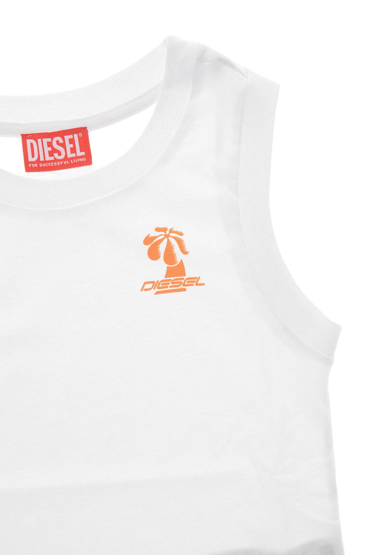 Girls White Logo Tank Top 3