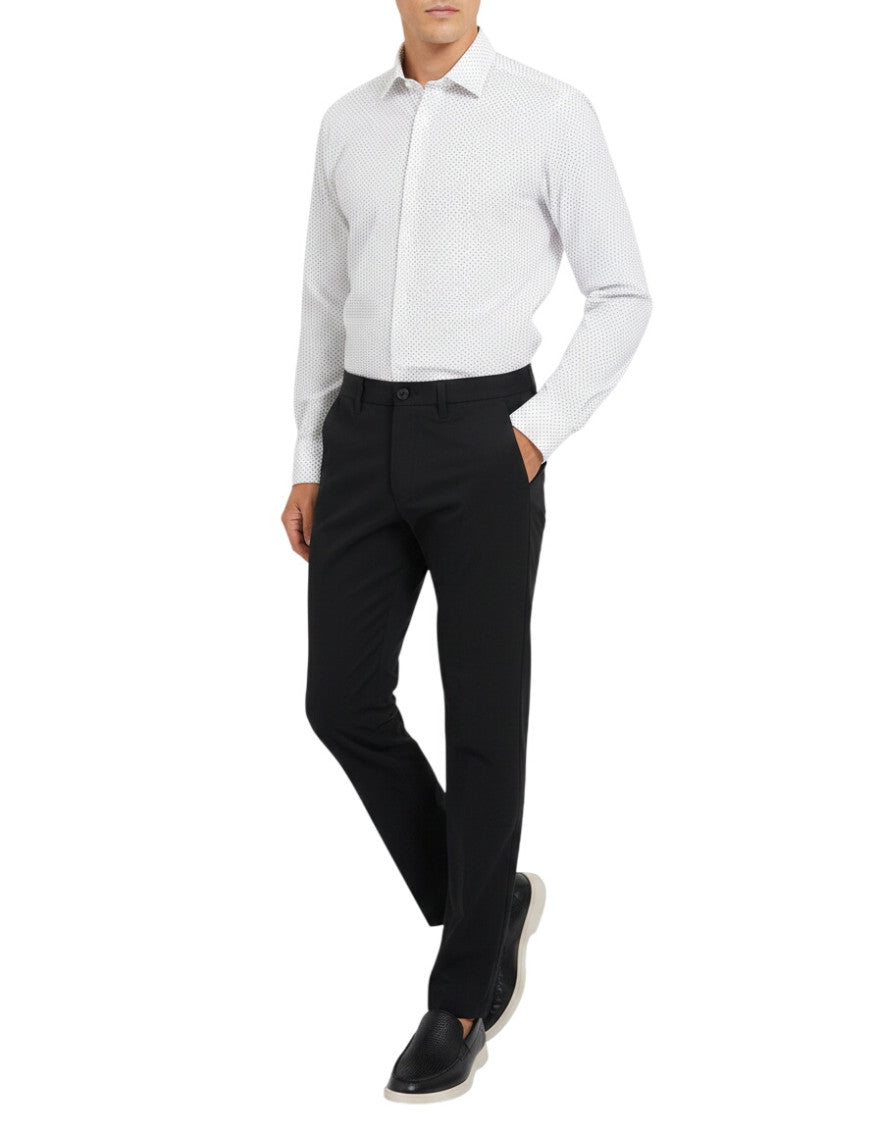 Black Slim Flat Front Trousers 1