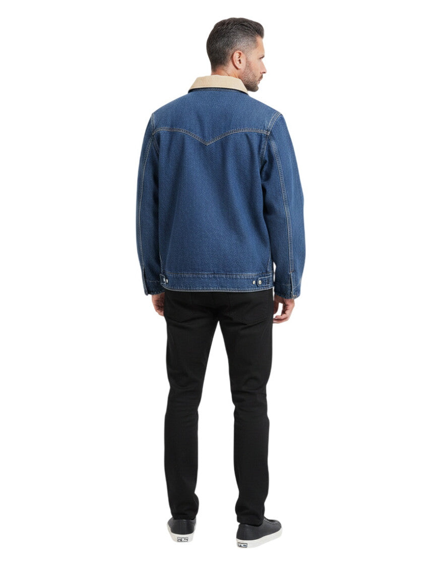 Blue Shirt Collar Denim Jacket 2