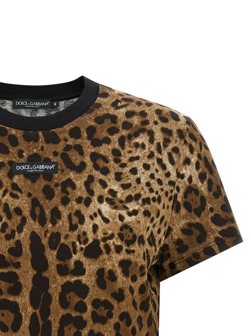 Brown Animal Print Crew Neck T-Shirt 3