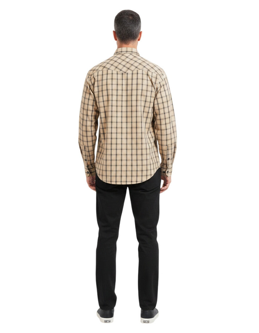 Beige Oversized Check Shirt 2
