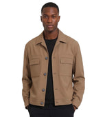Beige Solid Shirt Collar Jacket 1