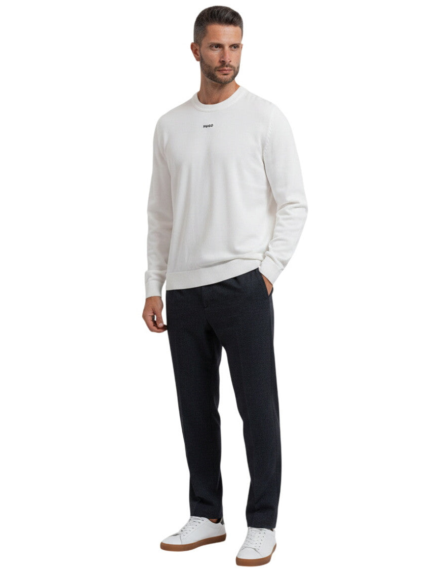 White Logo Crew Neck Sweater 1