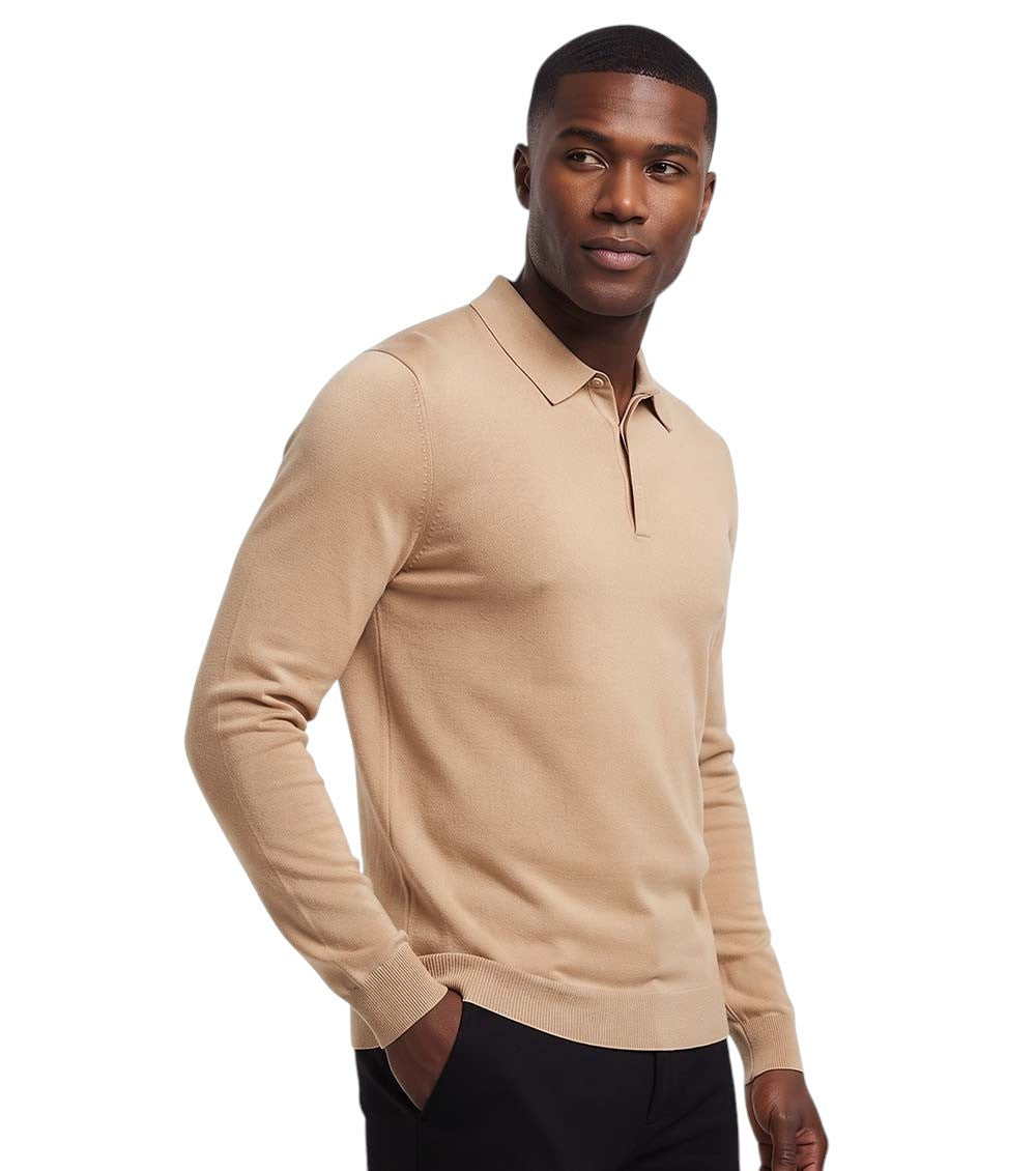 Beige Slim Full Sleeves Polo 1
