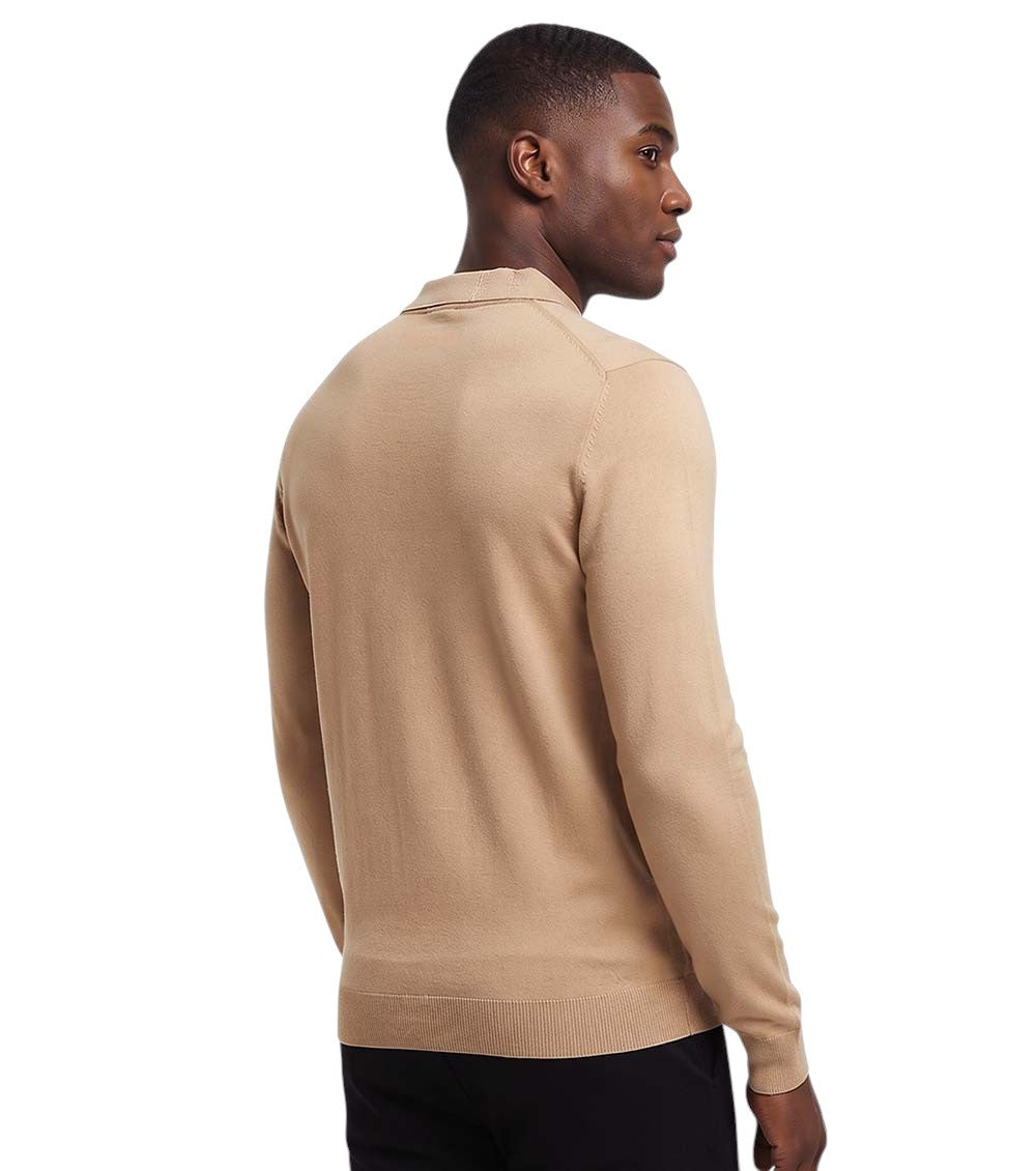 Beige Slim Full Sleeves Polo 2