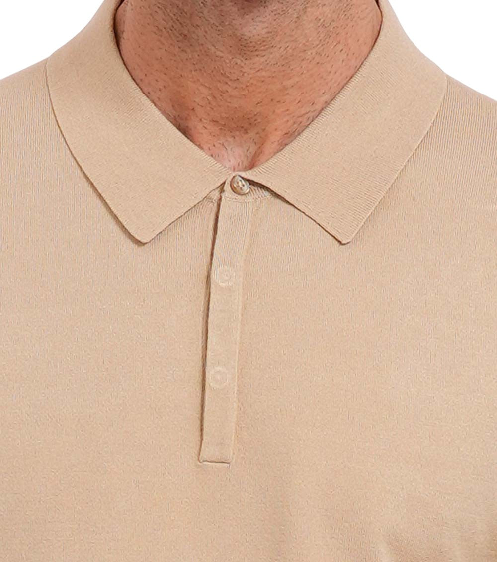 Beige Slim Full Sleeves Polo 3