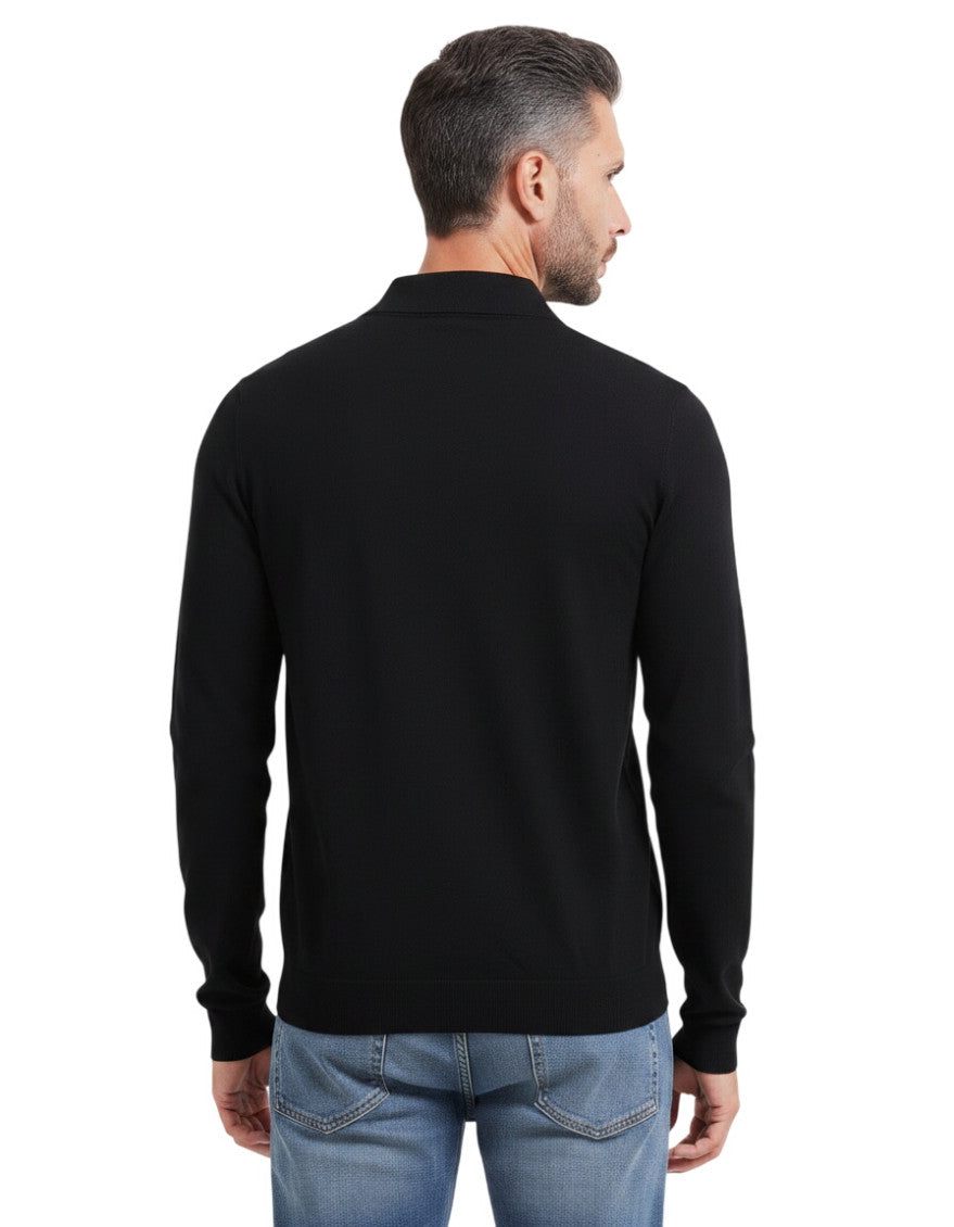 Black Solid Full Sleeves Polo 2