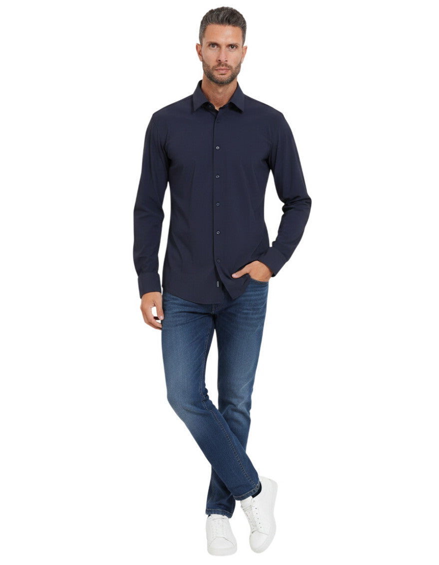 Blue Slim Solid Shirt 1