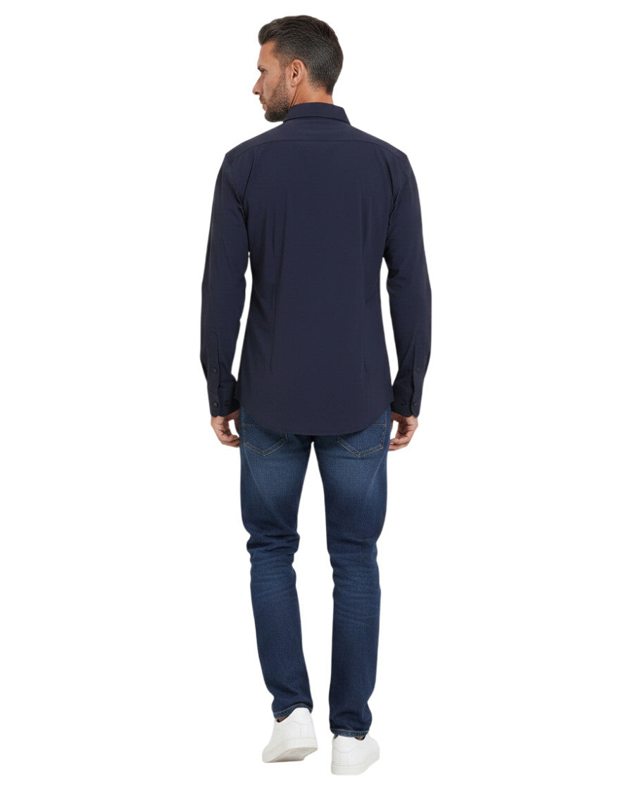 Blue Slim Solid Shirt 2