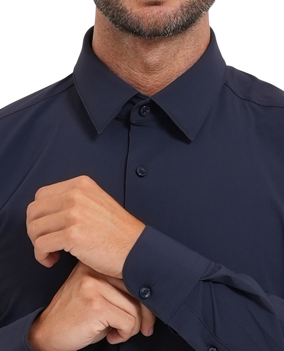 Blue Slim Solid Shirt 3