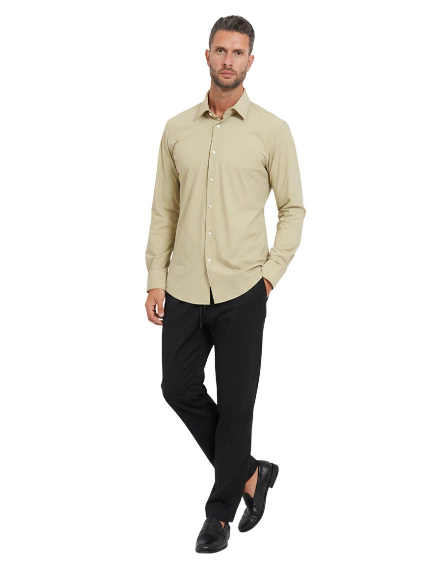 Beige Slim Solid Shirt 1