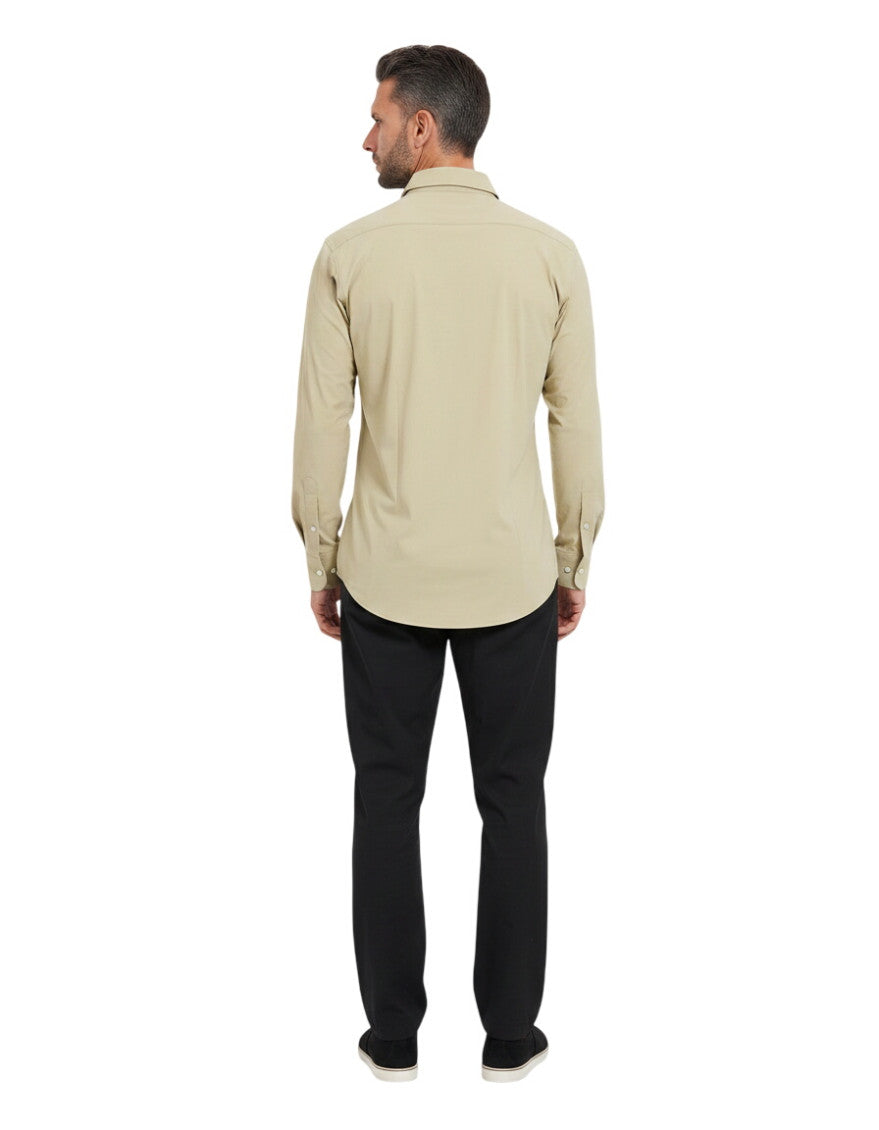 Beige Slim Solid Shirt 2