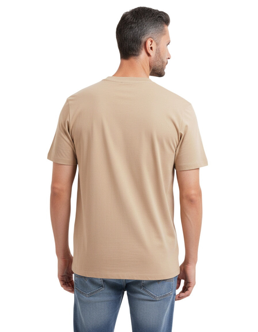 Beige Logo Crew Neck T-Shirt 2