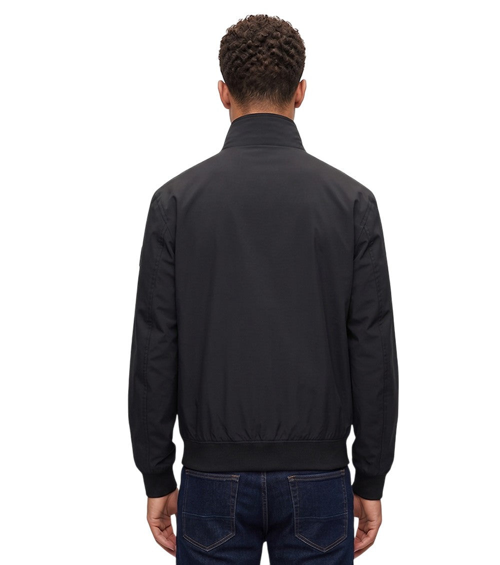 Black Solid Mock Collar Jacket 2