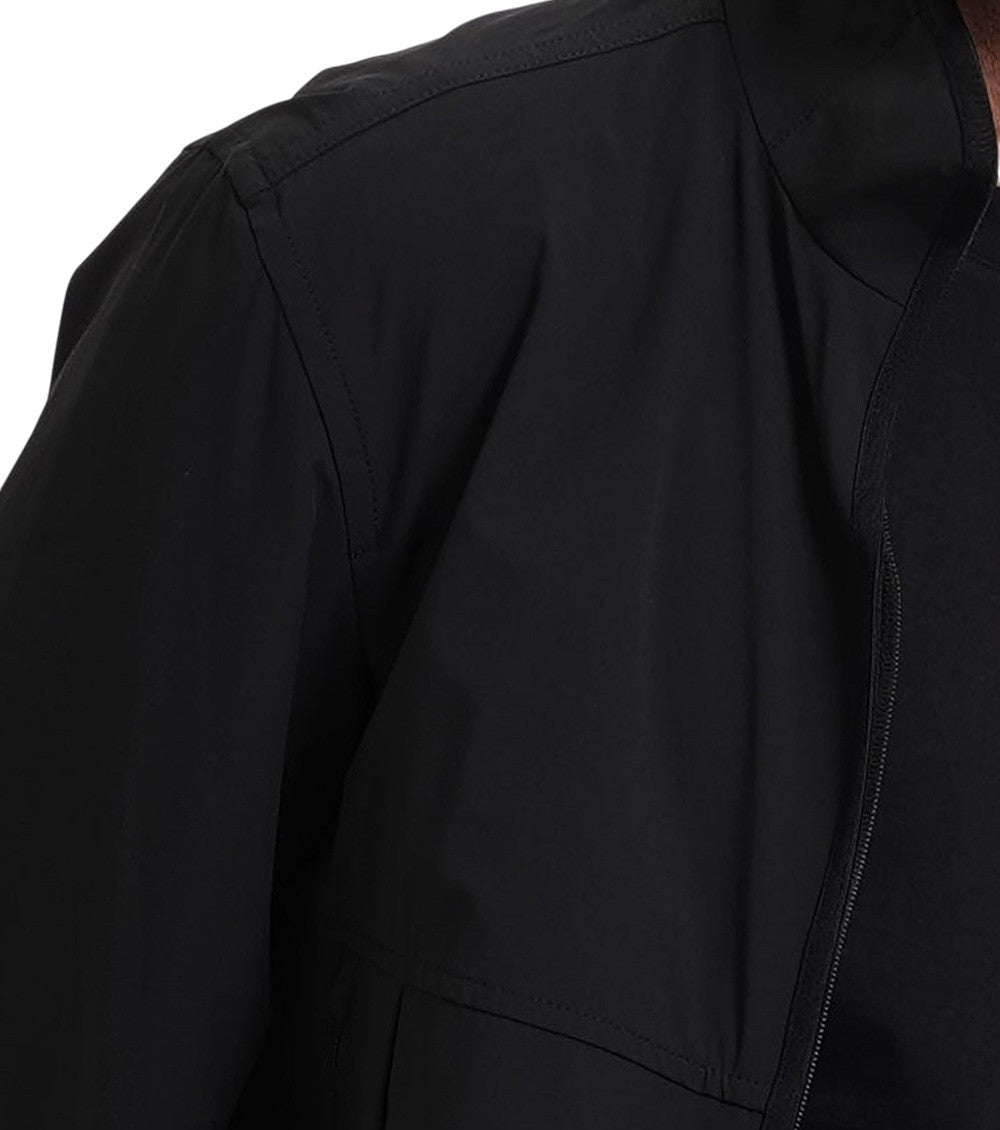 Black Solid Mock Collar Jacket 3