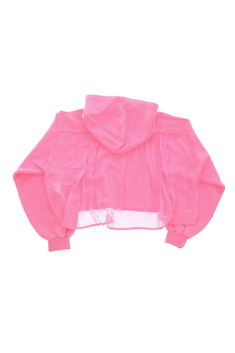 Girls Pink Solid Hoodie 2