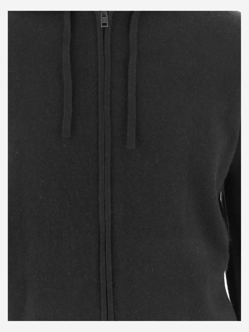 Black Wool Zip-Up Hoodie 3