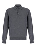 Grey Knitted Polo Sweater 1