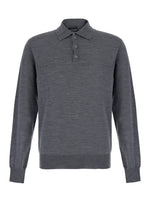 Grey Knitted Polo Sweater 1