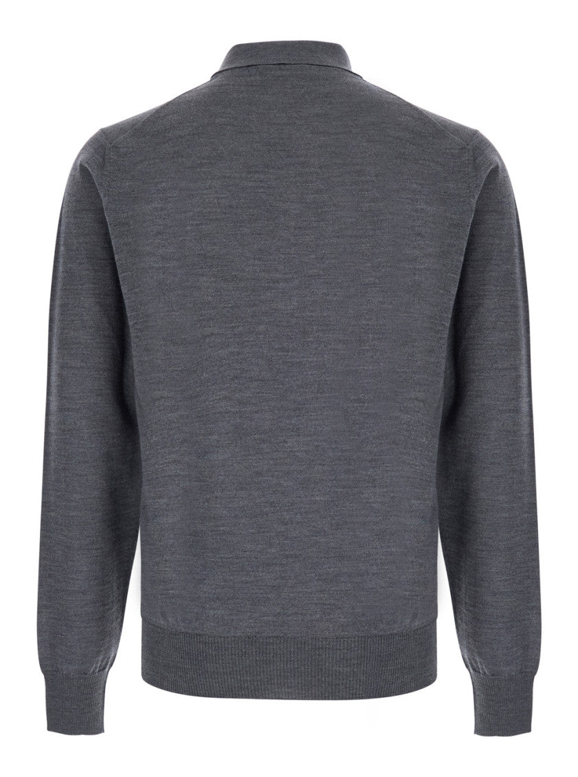 Grey Knitted Polo Sweater 2