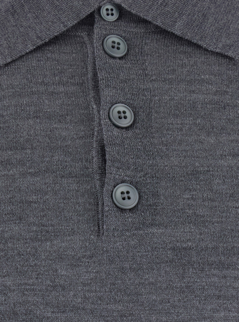 Grey Knitted Polo Sweater 3