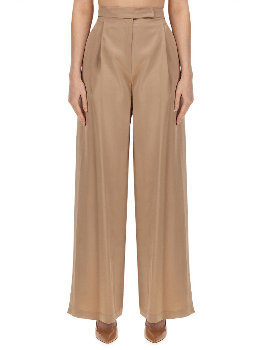 Beige Regular Pleated Pants 1